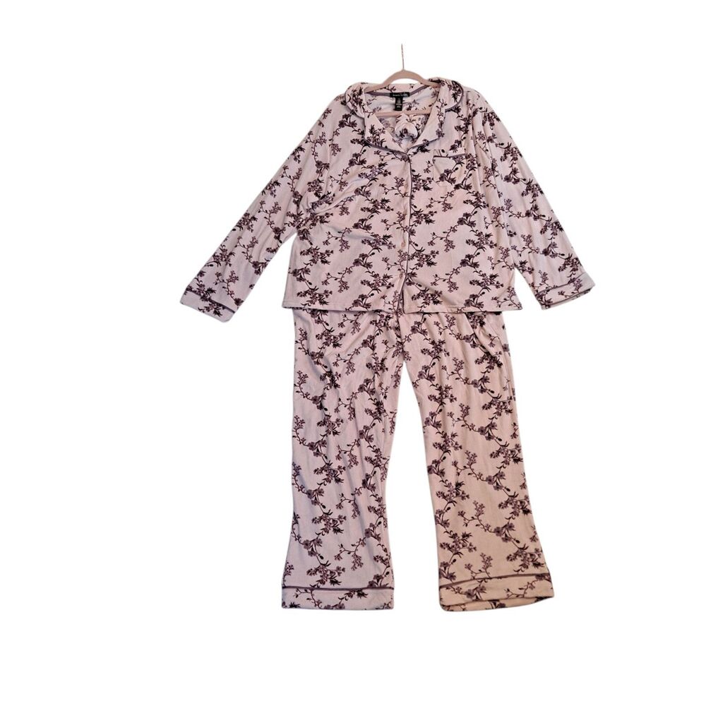 Nanette Lepore Plush Pajamas Women's Size 1XL Pink Floral Soft